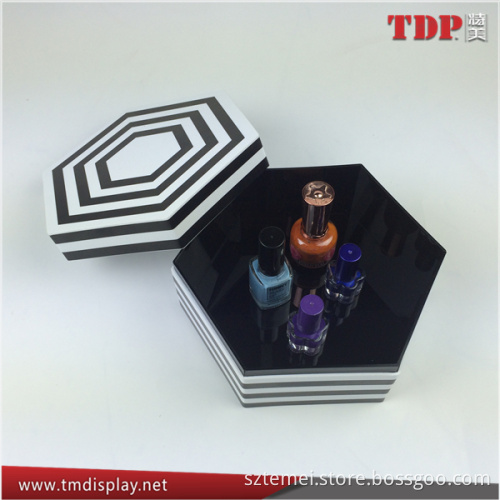 customized wholesale hexagon acrylic storage box for cosmetic organizer